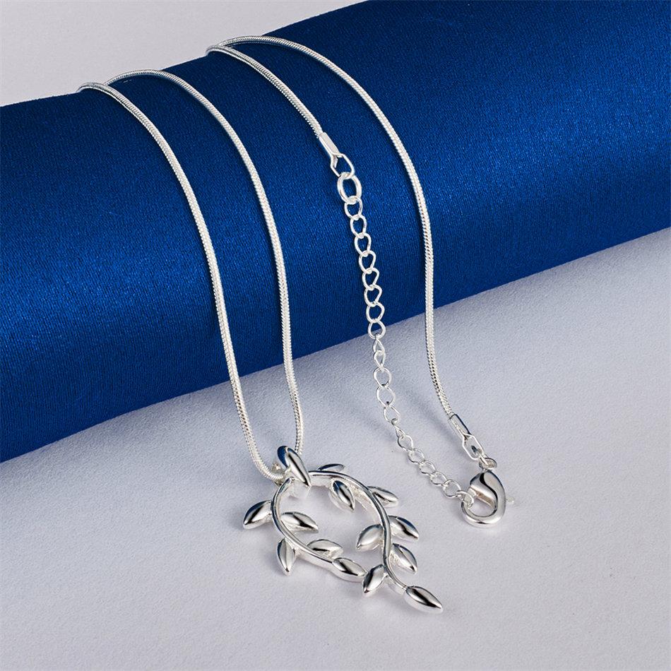 925 sterling silver 16-30 inch delicate leaf pendant necklace, suitable for women's fashionable wedding jewelry accessories