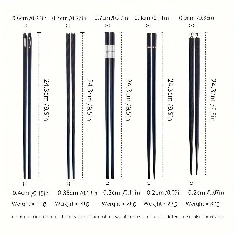 5 Pairs Premium Alloy Chopsticks Set - Antibacterial,Reusable Japanese & Chinese Chopsticks with Silver Ion Technology