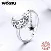 WOSTU Authentic 100% 925 Sterling Silver Moon Stars Rings For Women Original Luxury Ring Fashion Classic Jewelry Gift CQR479