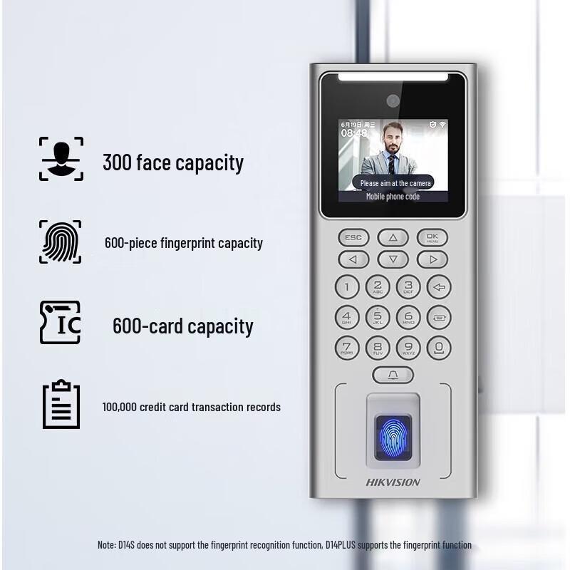 Hikvision D14 PLUS WiFi Facial Fingerprint Time Attendance System