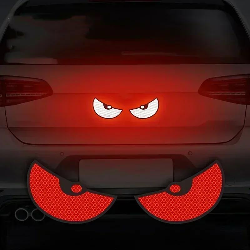 2pcs/Set Reflective Car Stickers Motorbike Helmet Improve Your Vehicle's Visibility And Safety With Devil Eye Stickers