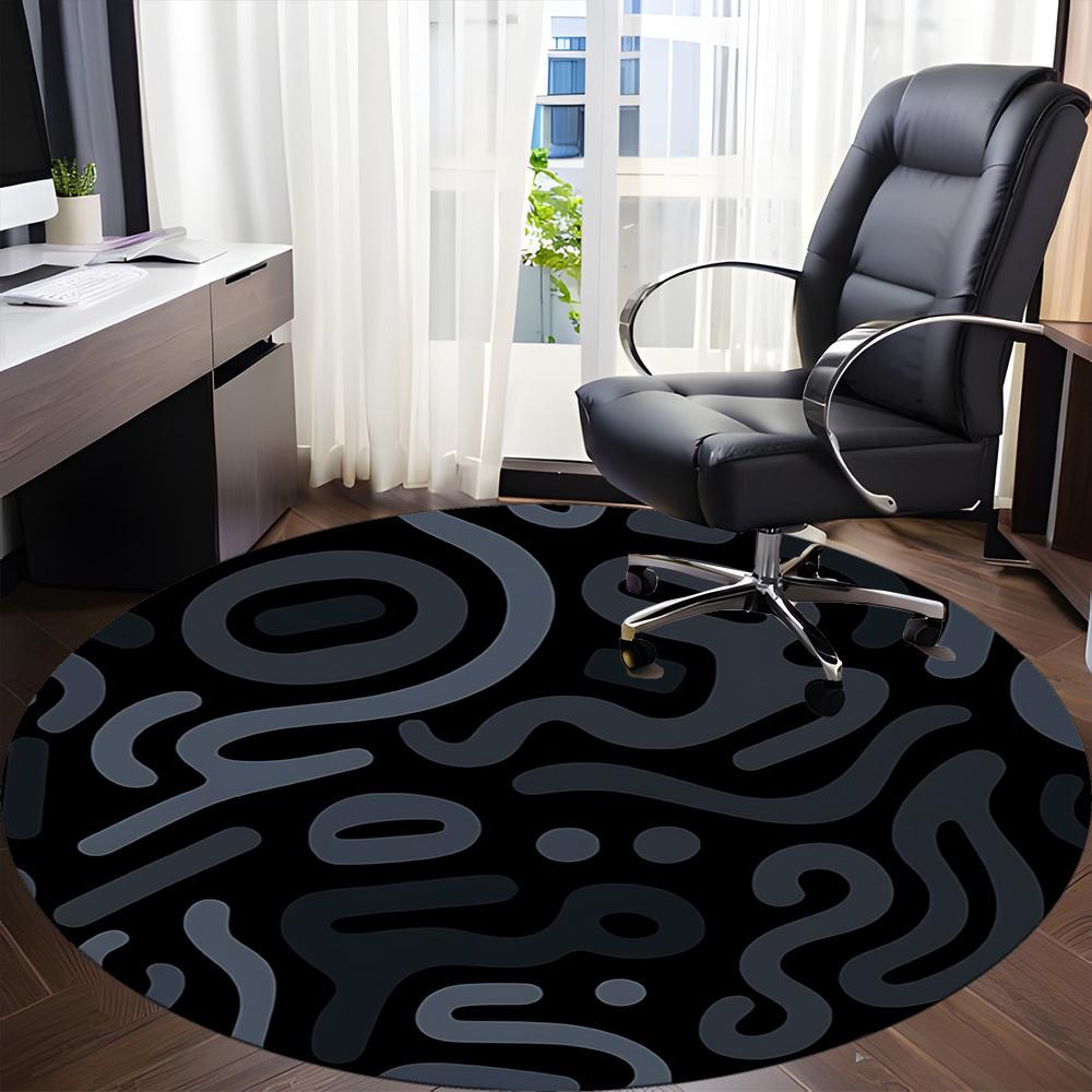 1pc Abstract Patterns Office Round Area Rug, Indoor Mat Suitable For Office, Under Office Chairs Bedroom Living Room Home Decor, Room Deco