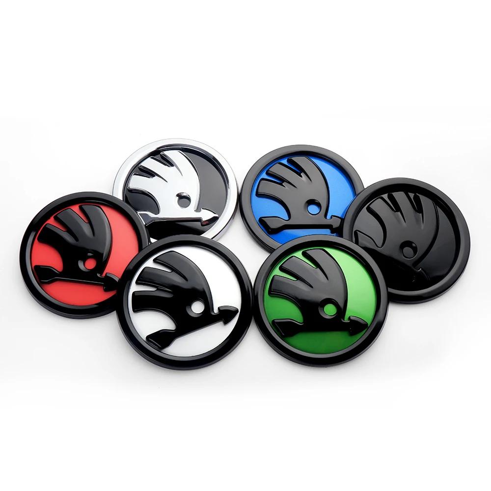 2026 Heiß 80/90/100mm Auto Front Heck Kofferraum Logo Emblem Aufkleber Dekoration Für Skoda S Rapid Scala Kodiaq Fabia Kamiq Karoq Octavi