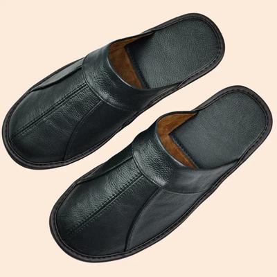 Genuine Cow Leather Slippers Homes In Indoor Slipper Spring Autumn Summer Men Women Elderly Non-slip Casual Single Slides Shoes