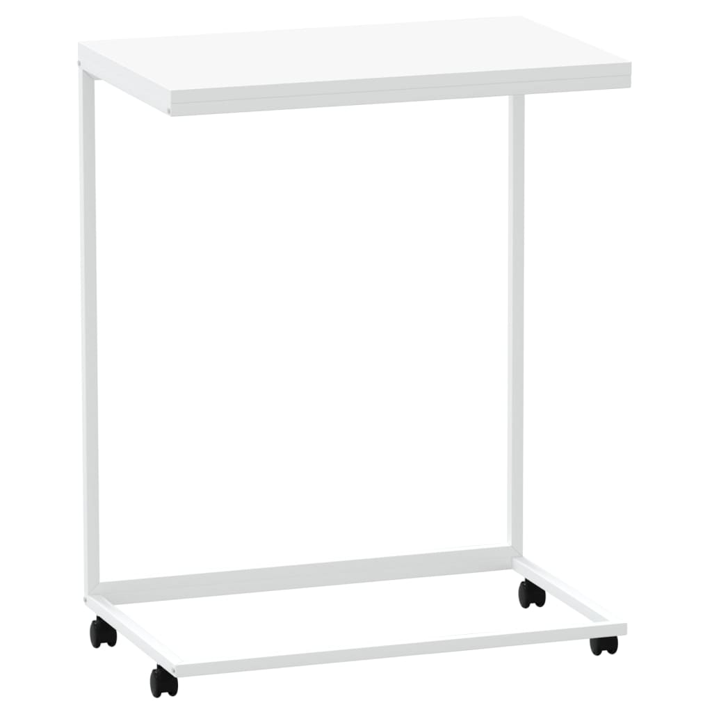  Side Table On Wheels, White, 55x35x70 Cm