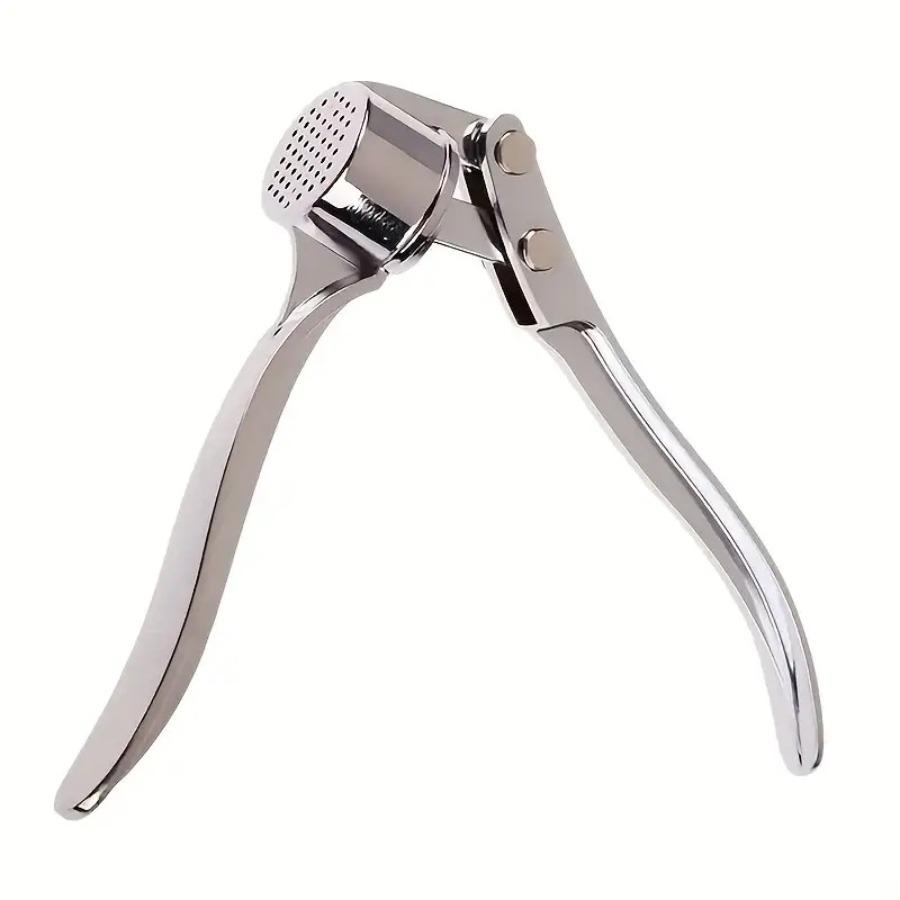 Heavy-Duty Stainless/Garlic Masher & Press, Heavy-Duty Zinc Alloy-like Garlic Crusher with Handle, Dishwasher, Manual Garlic Grinder, Restaurant & Use