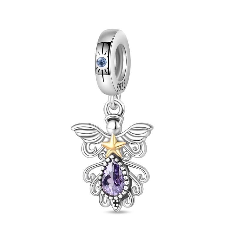 925 Silver Guardian Angel Charms Beads Angel Wings Drunk Angel DIY Bracelet Jewelry Gift for Birthday Lucky