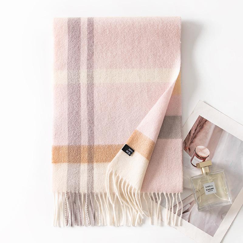 

Wool Women s Plaid Tassel Scarf Elegant and Fashionable Scarf Gift for Personal Use Sun Protection Shawl 30*180cm
