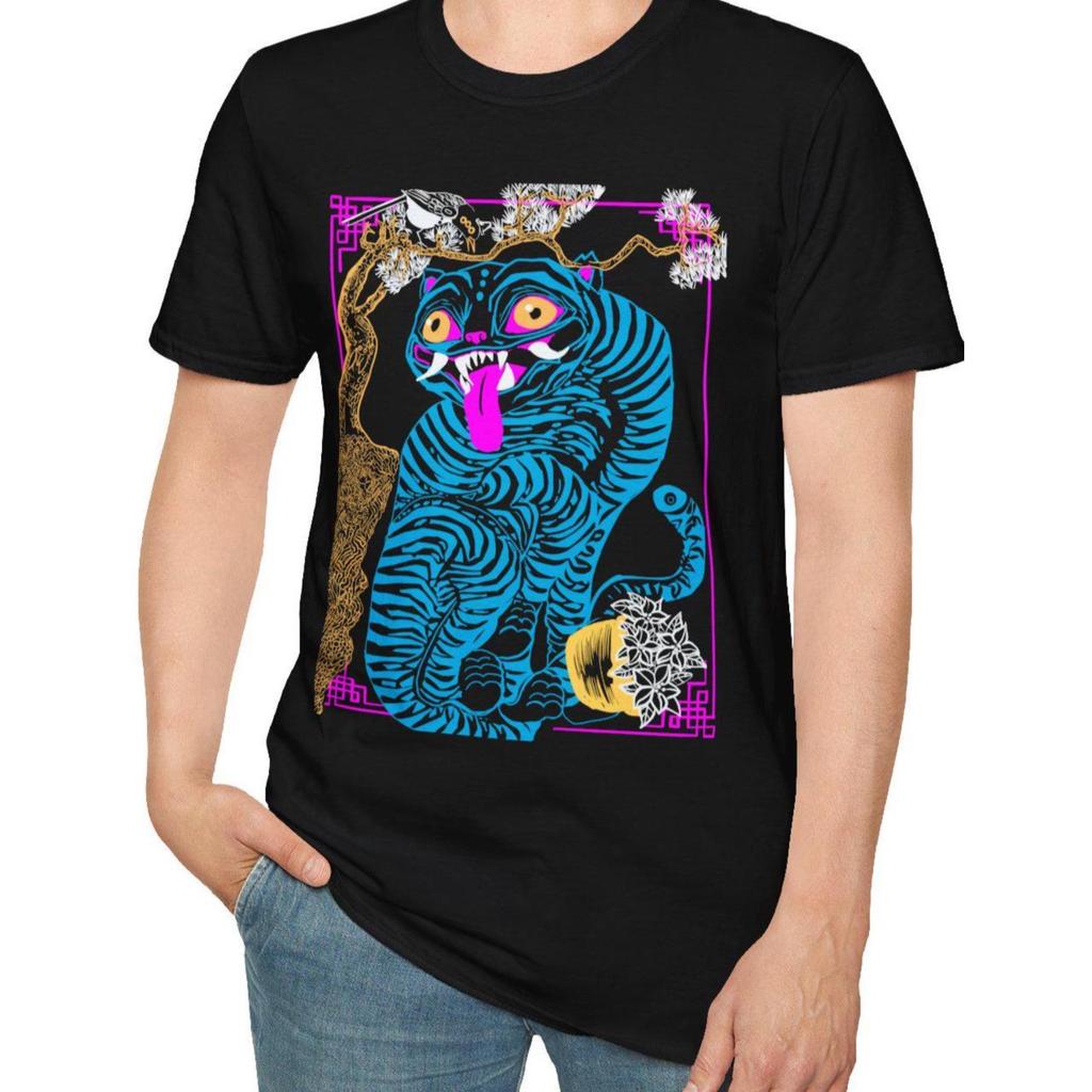 KPop Demon Hunters Derpy Tiger Merch T Shirts Fashion Vintage Gothic T-shirts Tops Men's Women Clothing Cotton Oversized T Shirt