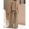  Women's Elegant Solid Color Matching Set Sleeveless Blouse And Wide Leg Pants