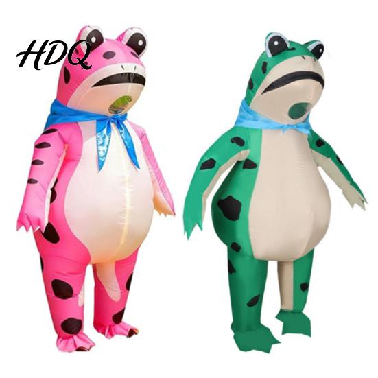 Costume Gonfiabile Rana Gonfiaggio Rapido per Adulti Tuta Gonfiabile con Soffiatore a Batteria Cartone Animato Verde Outfit Halloween Cosplay Festa