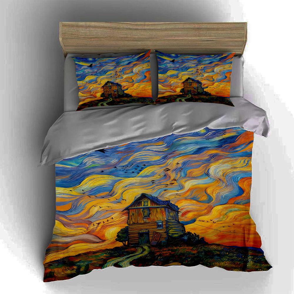 Swirling, Vibrant, Landscape. Bedding Duvet Cover Sets Duvet Covers Pillowcases Gifts (1 * Duvet Cover 2 * Pillowcases, Without Duvet Insert)