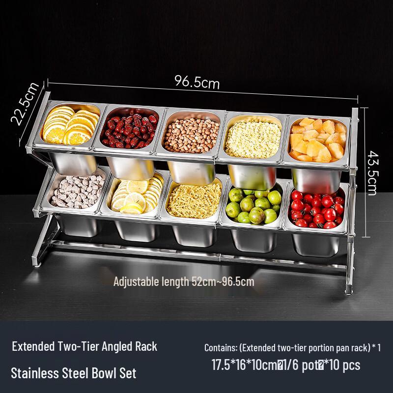 cmaos 10-Compartment Slanted Steel Condiment Station