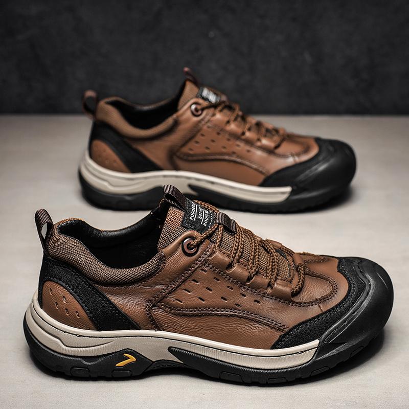 Genuine Leather Mens Casual Shoes Leisure Walk Sneakers Comfortable Male Hiking Shoes Non-Slip Outdoor Shoes Skateboard Footwear