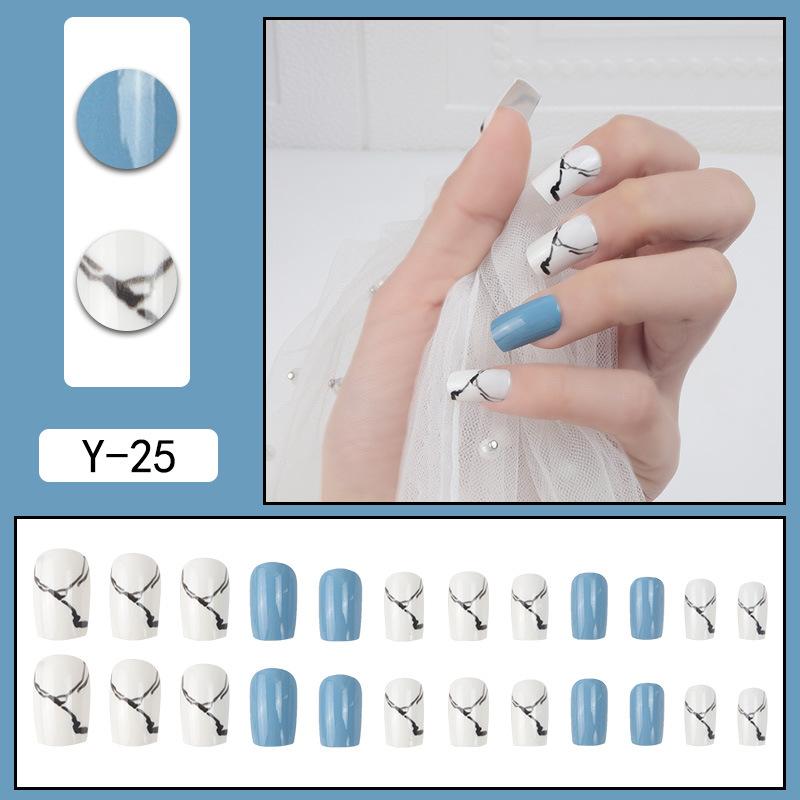 Y1 Fake Nail Sticker Wearing Nail Finished Nail Piece Removable Blush Nail Girl Cat Eye Gradual Change Nail Patch