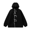 Unisex Oversized Hooded Cotton Puffer Jacket With Embroidered Dog Design Winter Warm Thick Fleece Lined Streetwear Coat