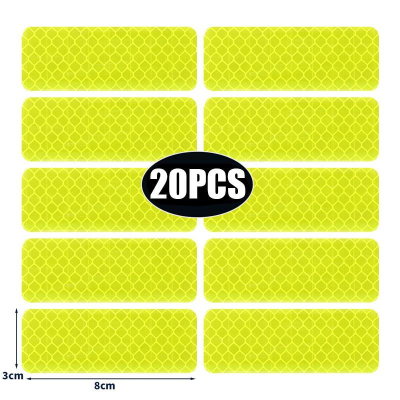 50/10pcs Car Bumper Reflective Stickers Reflective Warning Strip Tape Secure Reflector Stickers Decals Safety Warning 3*8CM