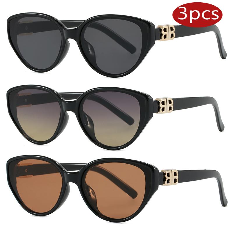 

3pcs Popular New Cat Eye Sun Glasses Women Vintage Brand Designer Casual Style Sunglasses Female Travel Outdoor Eyewear Uv400