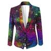 Womens Gradient Starry Sky Print Blazer Slim Fit Business Casual Jacket With Notched Lapel Single Button