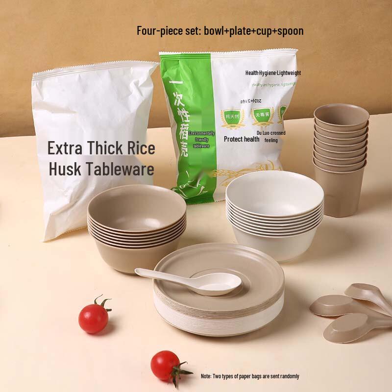 Natural Rice Husk Disposable Tableware Set