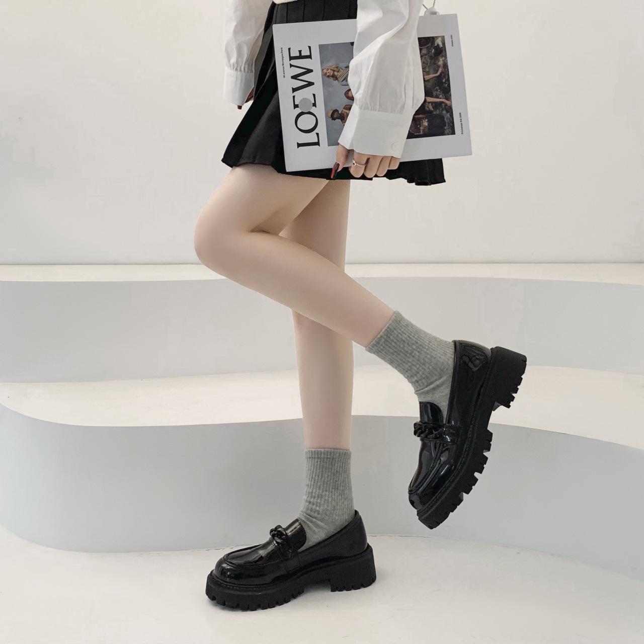 

Женские мокасины Новые роскошные дизайнерские туфли на платформе в британском стиле, небольшие кожаные туфли, модные туфли с цепочкой и застежкой-молнией Zapatillas Mujer 35