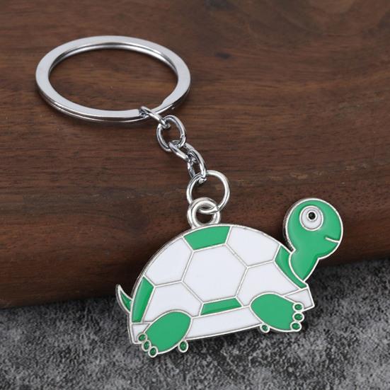 2Pcs Keychain Pendant Metal Chain Design Cartoon Key Ring with Turtle Shape Enamel