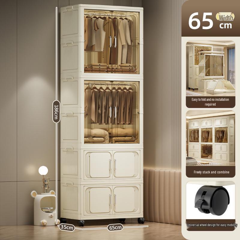 Multi-Layer Foldable Storage Cabinet: Plastic Wardrobe, Shelving Unit, Toy Organizer, Clothes Box