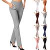 Damen High Waist Straight Leg Hose mit Taschen, Slim Fit Lässige Yoga Hose mit Elastischem Bund