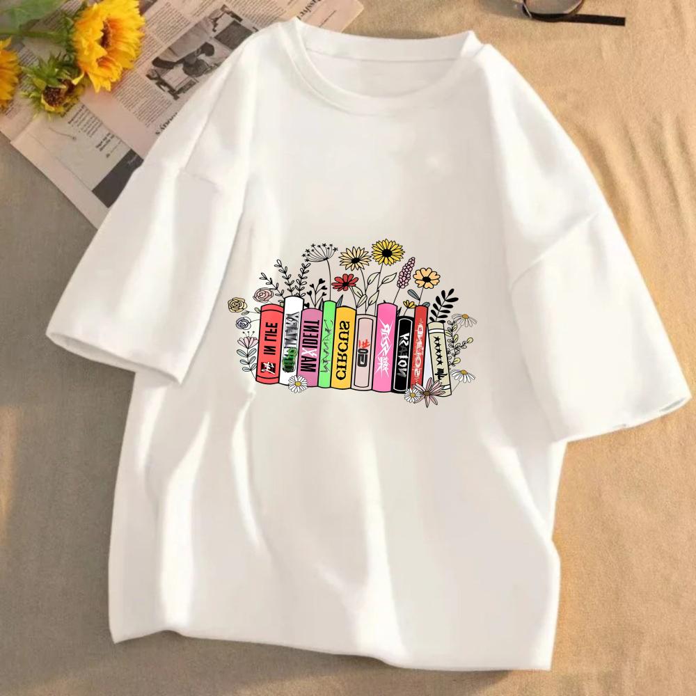 Books Floral Print Womens Vintage TShirt Funny Country Music T Shirt Cute Aesthetic Music Lover Tee Shirt Trendy Fashion Tops
