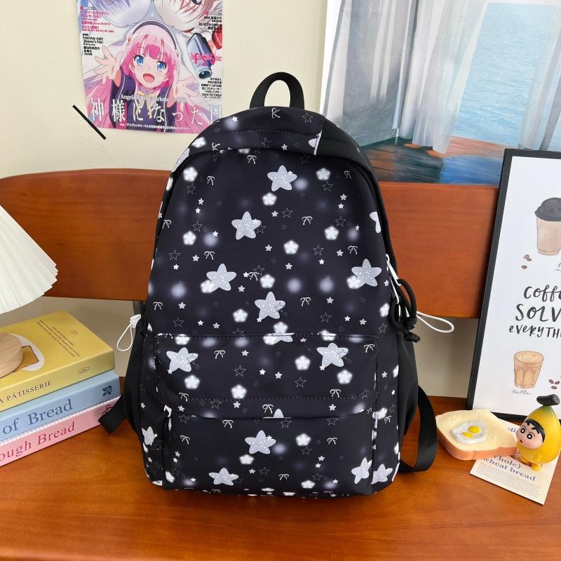 Backpack for Girls with a Girlish Atmosphere, Star Print, Japanese Style, Niche, Large Capacity, Double Shoulder Bag for Middle