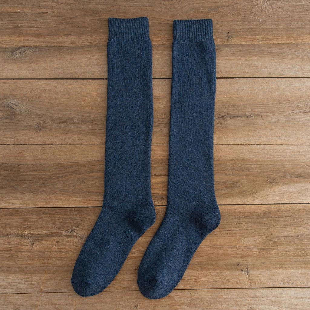 Long Socks Men'S Season Large Size High Tube Calf Socks Winter Piled Thickened Warm Men'S Terry Black Stockings