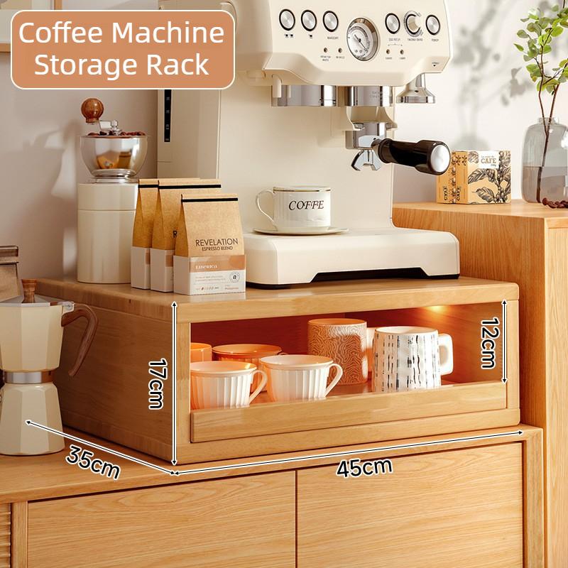 Coffee Machine Organizer Rack Wood Storage Racks Multifunctional Cup Shelf Aesthetic Tabletop Heightening Shelves Home Furniture