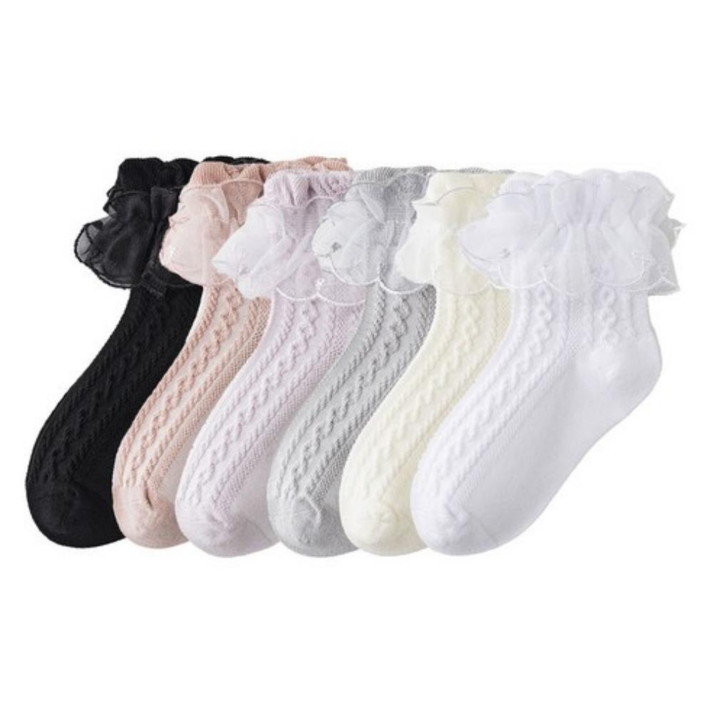 Carrot Carrot Girls Lace Frill Cotton Socks 6-Pair Set