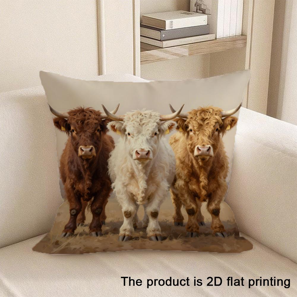 1pc Various 2D Flat-Printed Cushion Covers with Different Animal and Pattern Designs Sofa cushion cover home bedroom decoration