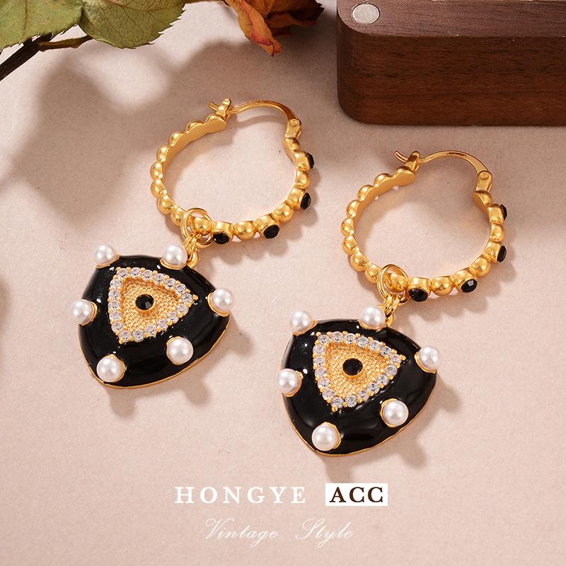 

Винтажные серьги-подвески в виде сердца с жемчугом: Универсальный длинный стиль с двумя способами ношения и отделкой капельным маслом - Высококлассный женский модный аксессуар. 18K Gold