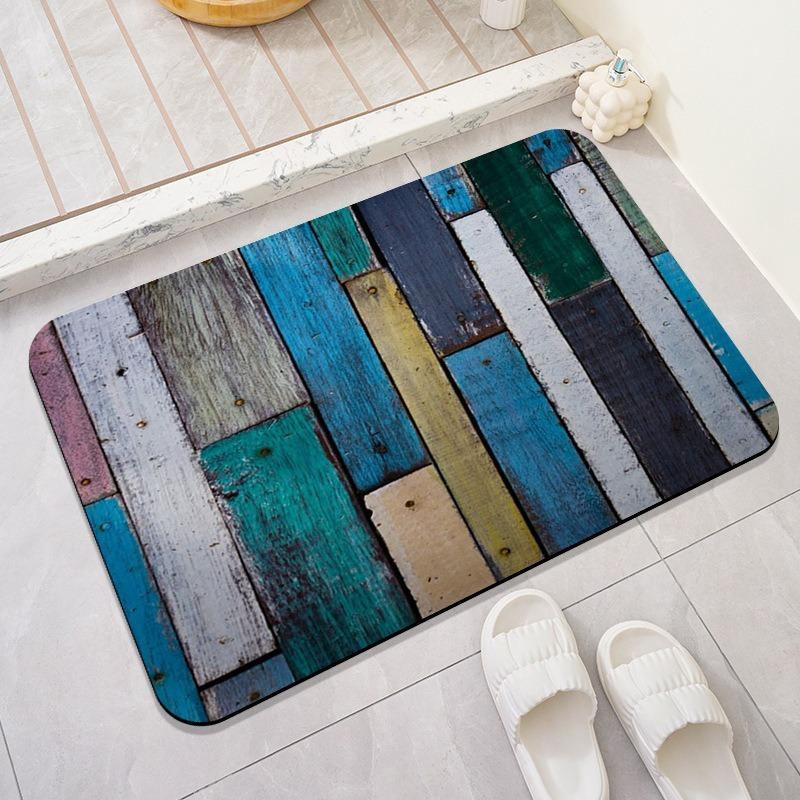 Wood Print Diatomaceous Floor Mat with Quick Drying Water Absorption Bathroom Simple and Non Slip Carpet for Entering The Door