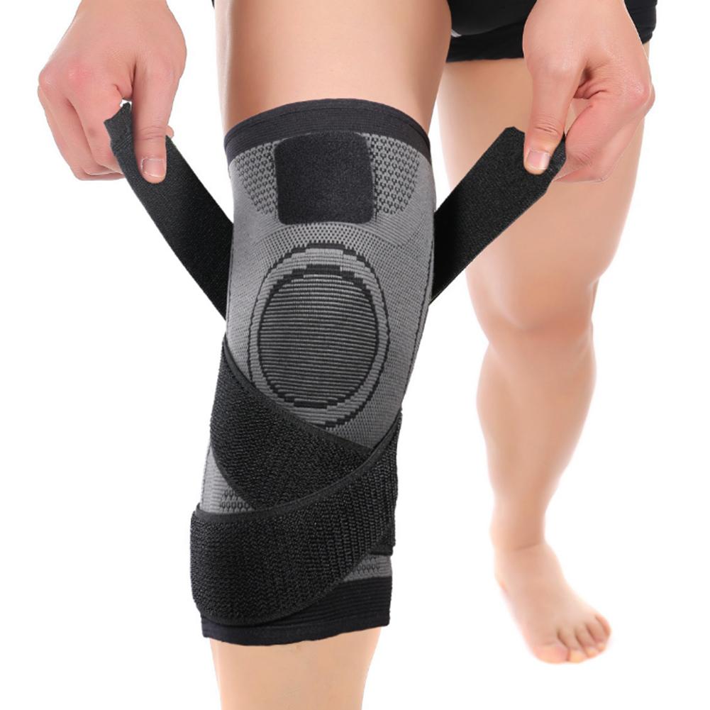 Outdoor Sport Compression Kneepad Fixed Belt Kneecap Fitness Training  Protective Gear GrayM