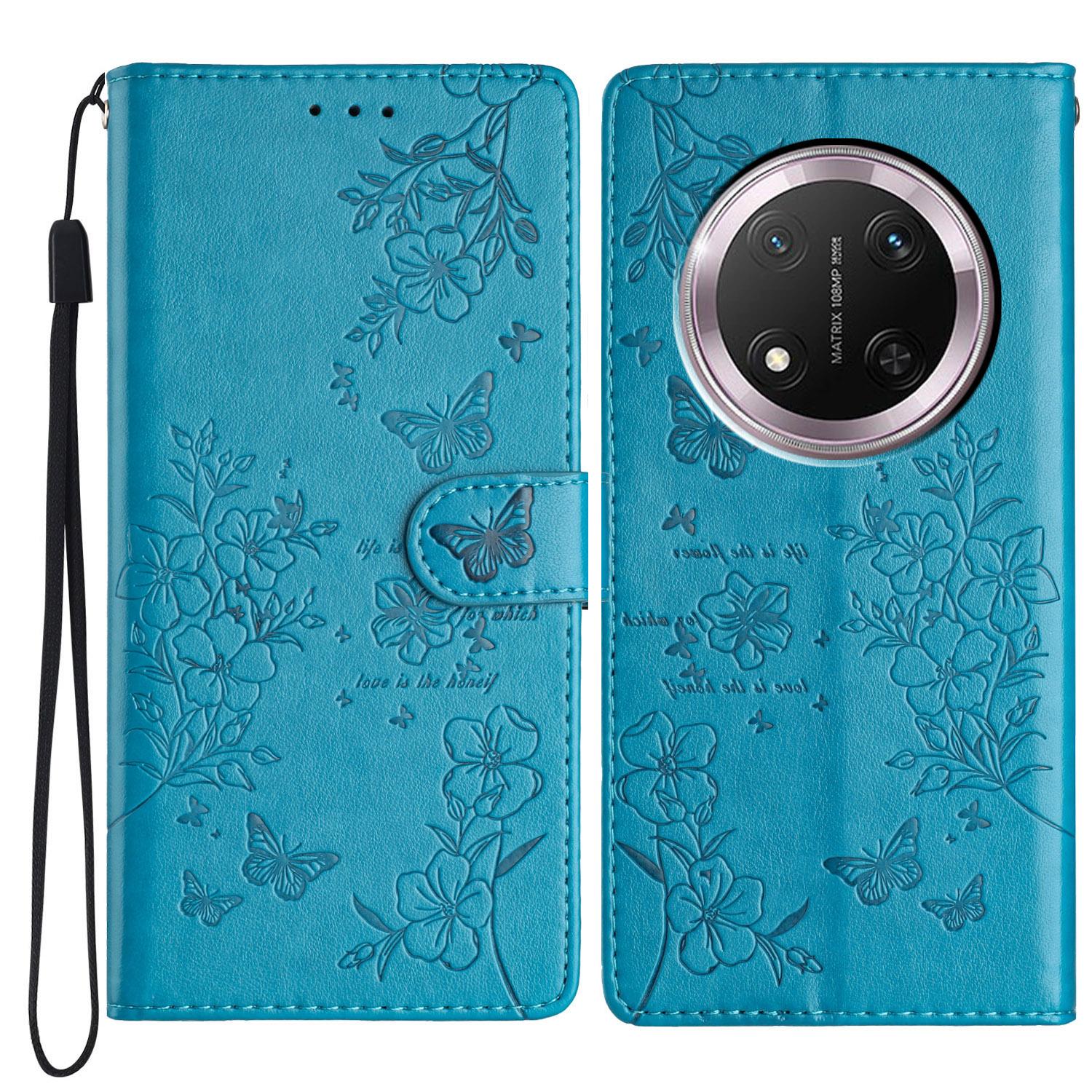 

Для Honor Magic7 Lite 5G/X9c 5G/X60 Pro 5G Гаманець Чохол для Телефону Шкіряна Відкидна Кришка з Тисненням Метеликів та Квітів F