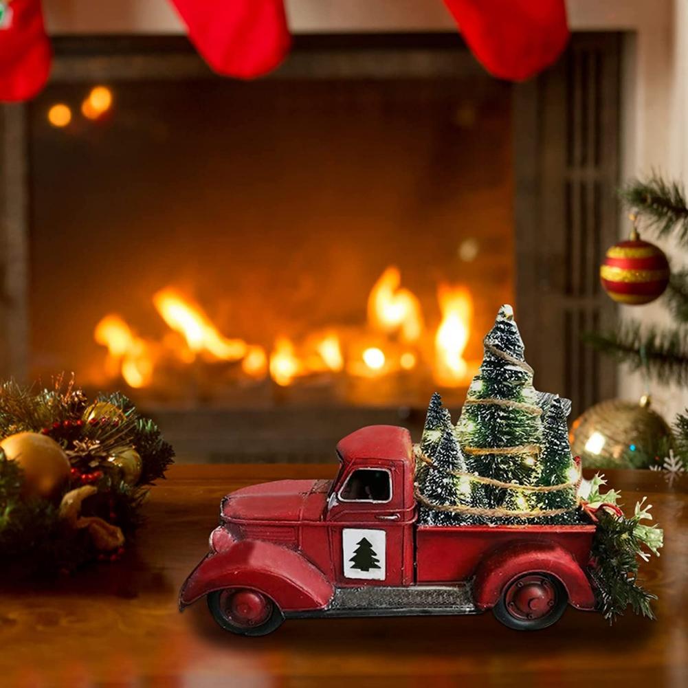 Christmas Red Truck Vintage Christmas Truck With Mini Christmas Trees Resin Ornament Christmas Trees Home Table Centerpieces
