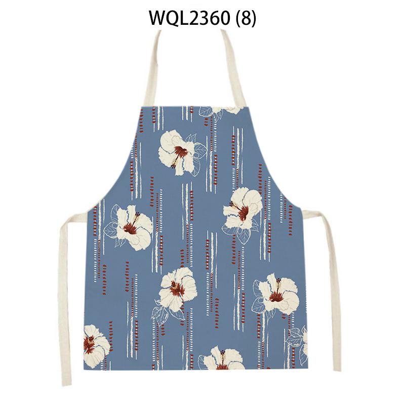 Flowers Pattern Kitchen Sleeveless Aprons Linen Bib Household Men Women Antifouling Clean Cooking Baking Waist Bib