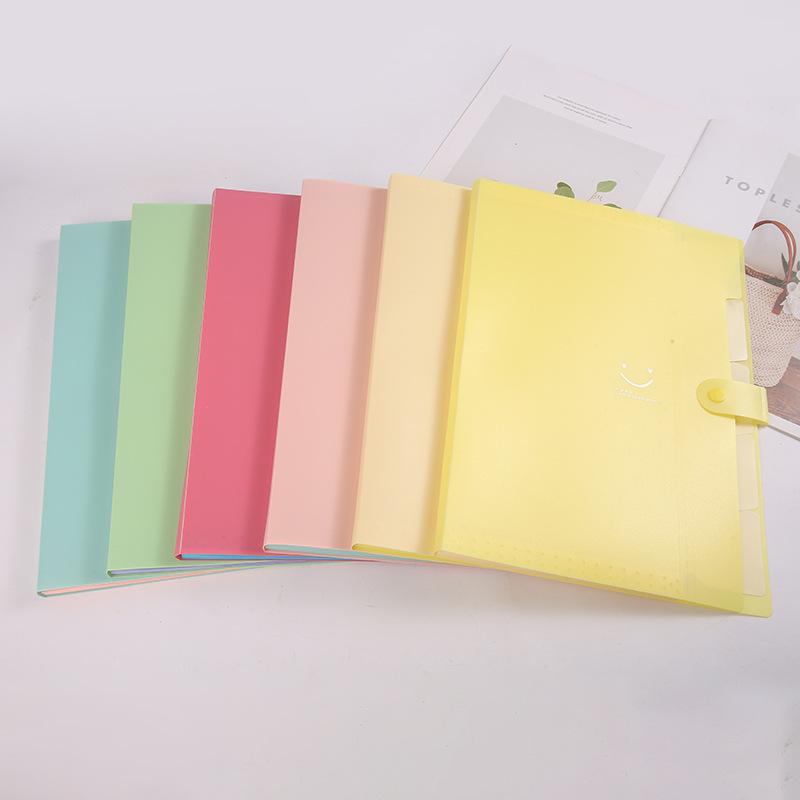 Smiley Pp Folder A4 Information Book Spot Five Grid Smile File Bag Purple Button