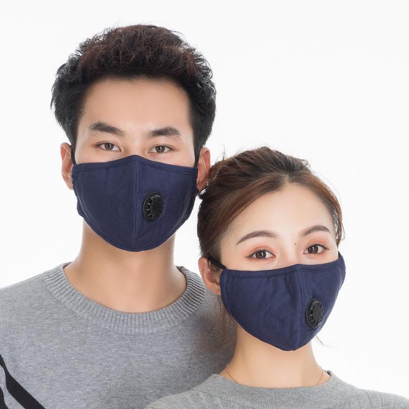Unisex Black Cartoon Cotton Winter Mask with PM2.5 Anti-Smog and Dust Filter