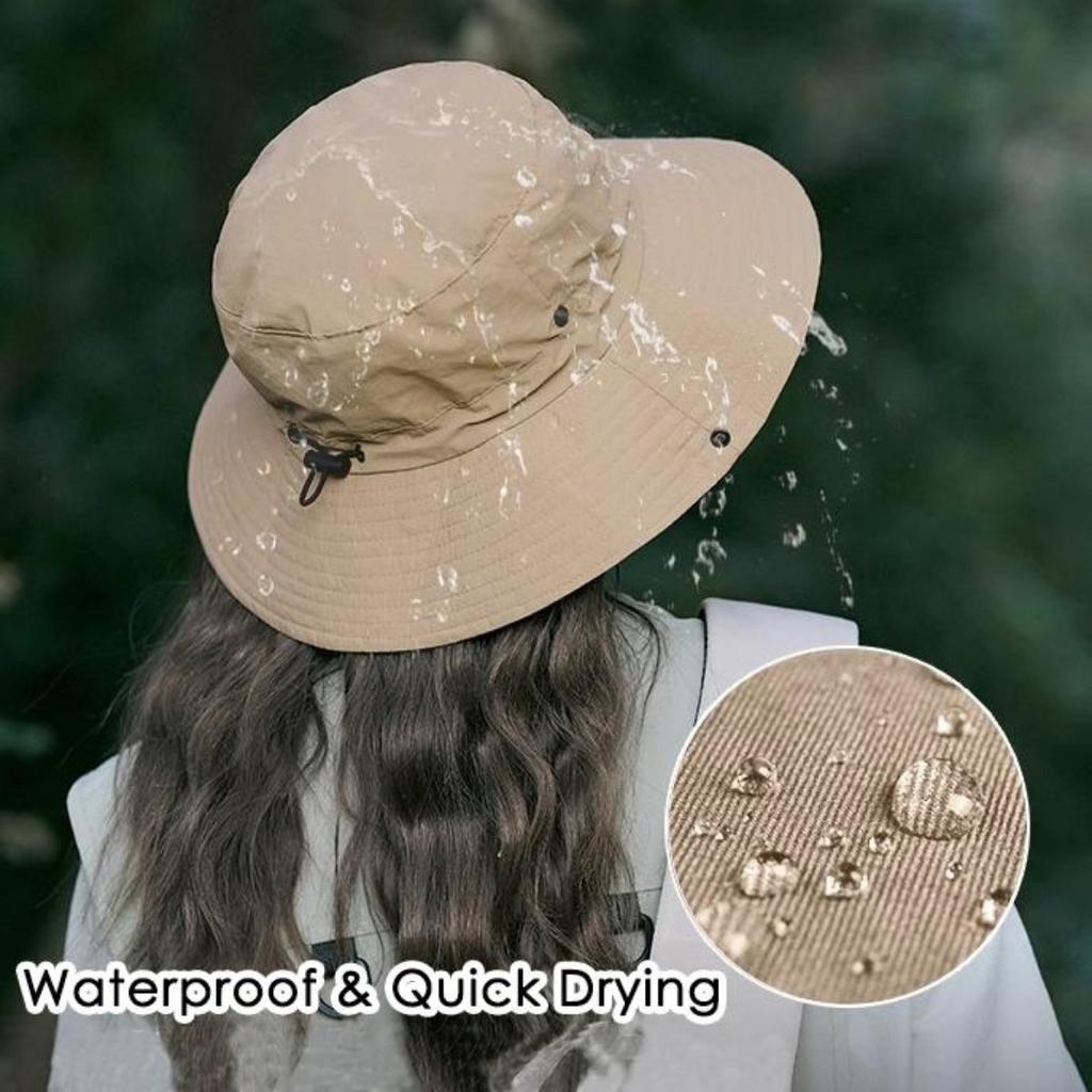 Chapéu de Pescador ao Ar Livre Dobrável Moda Balde À Prova de Vento Impermeável Com Cordão de Amarrar Ajustável Chapéu de Montanha para Acampamento ao Ar Livre Viagem