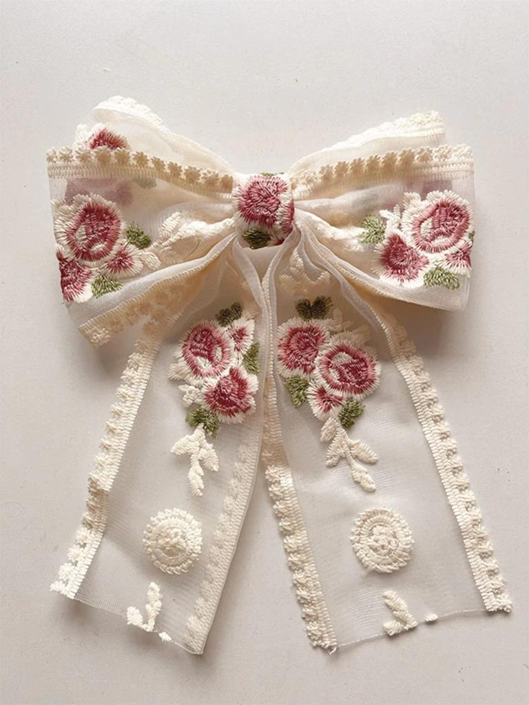 Bows Lace Big Bows Hairclip Women Elegant Spring Clip Spring Summer Hair Accessories Women Barrettes Embroidery Hair