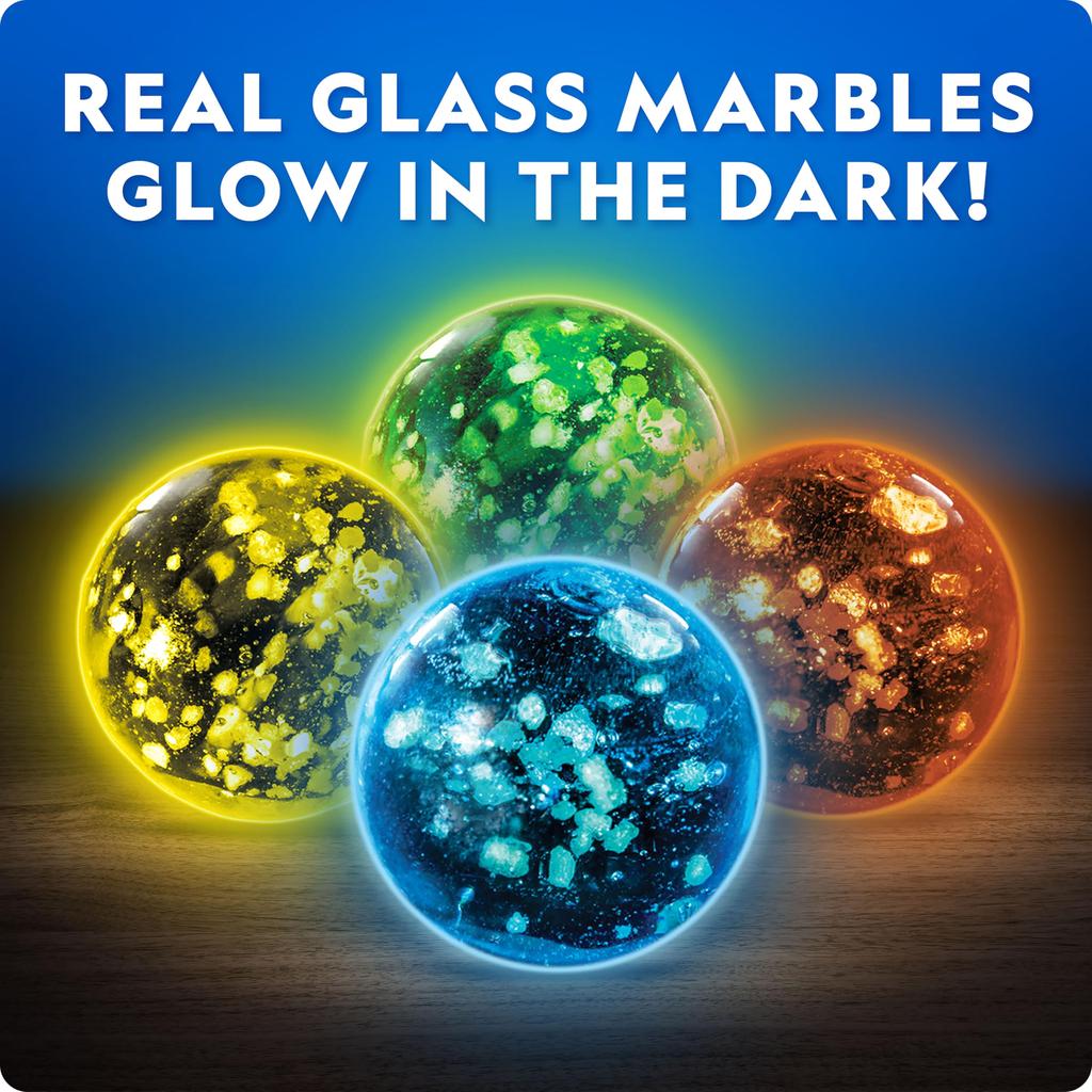 National Geographic Glow-in-the-Dark Glass Marble Mesh Storage Bag, Perfect for Girls & Boys, Creative STEM Educational Toy