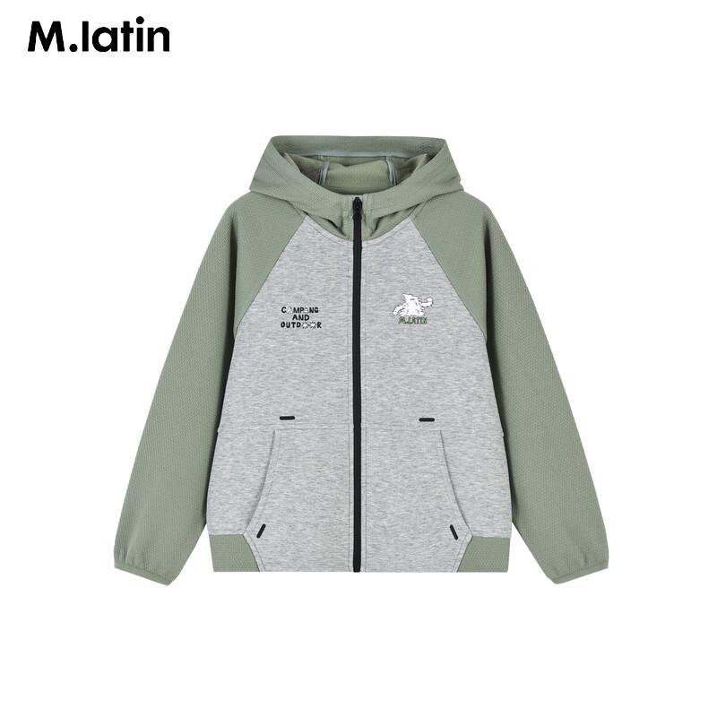 M.Latin Boys' 2025 Spring Color-Block Hooded Knit Jacket