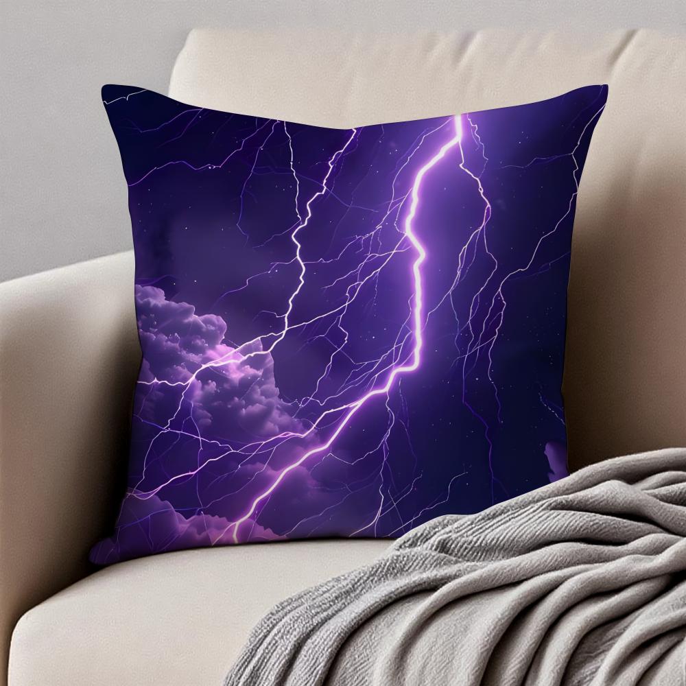 night lLightning Cushion Cover Pillowcase Antidustmite Invisible Zipper Short Plush Sofa Cushion