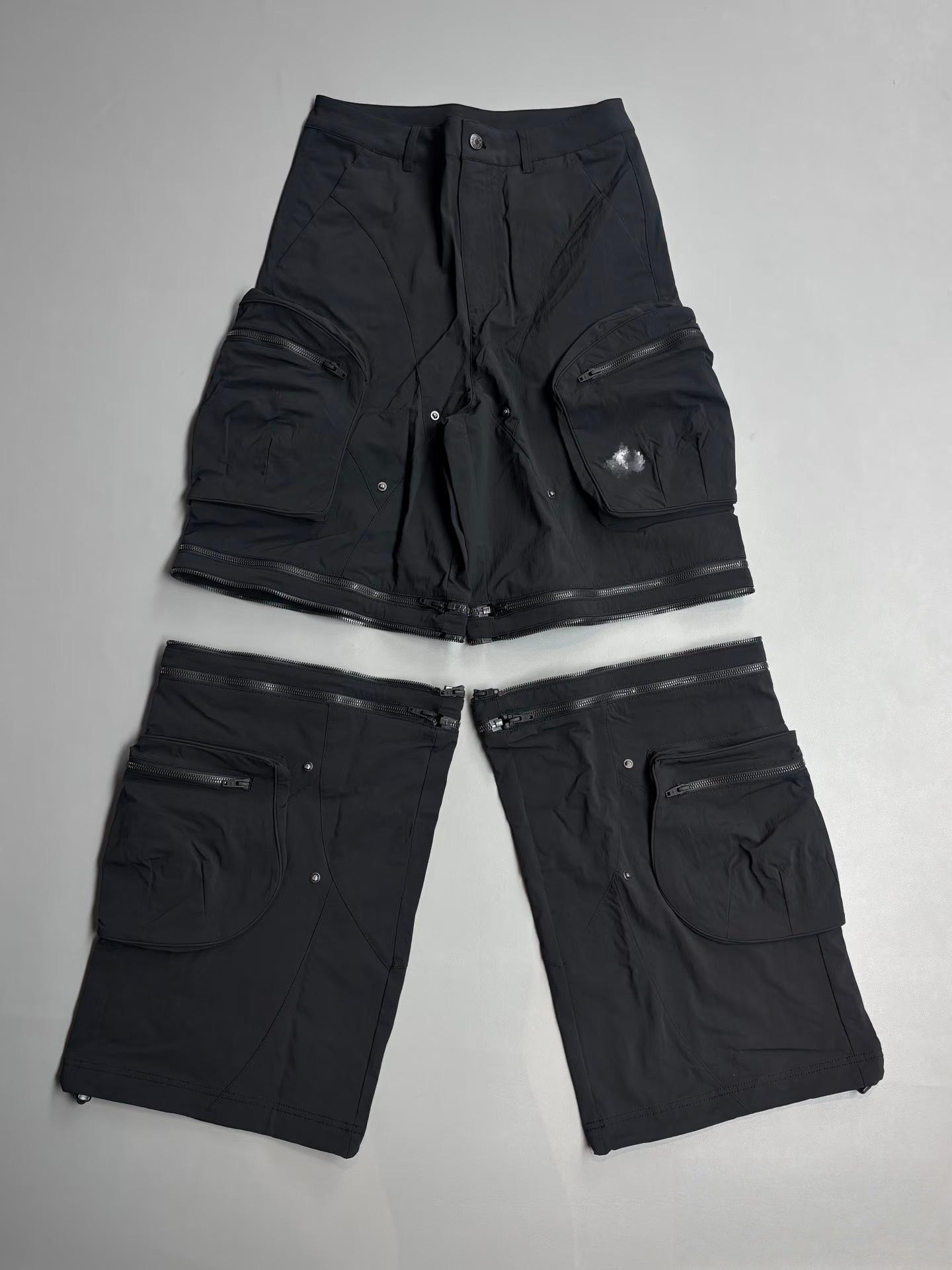 2026 Spring/Summer Unisex Multi-Pocket Zip Cargo Pants - Thin, Trendy Style Small чёрный