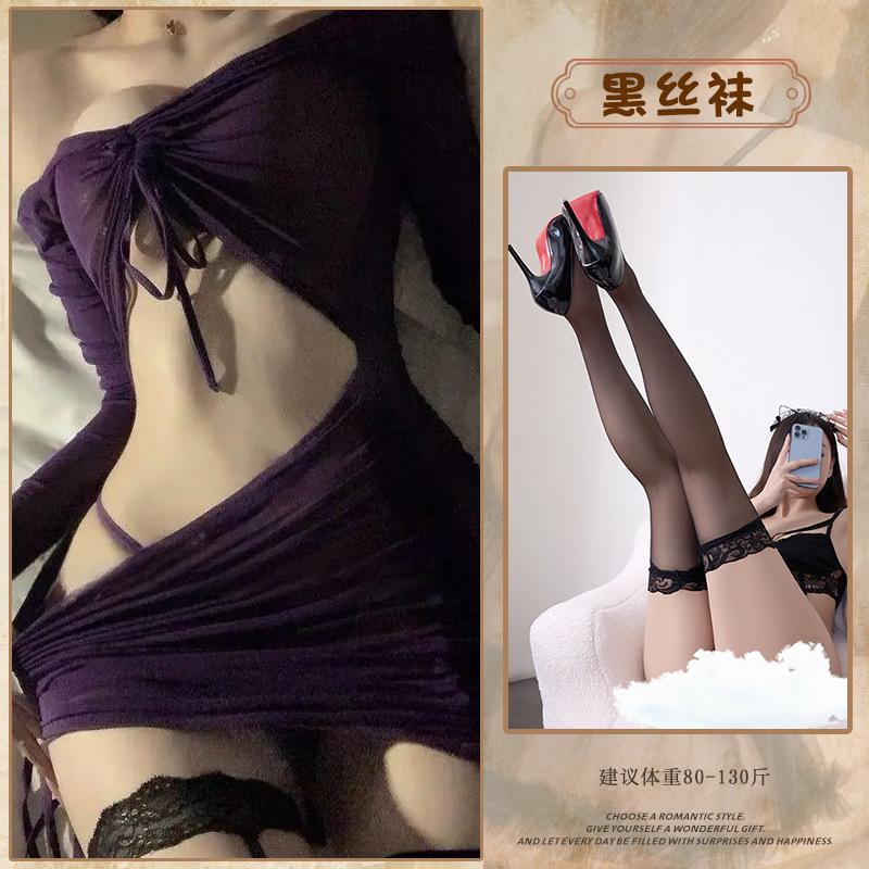 Wild beauty twilight purple perspective lace sex underwear hollow free sexy uniform mesh sex suit nightdress