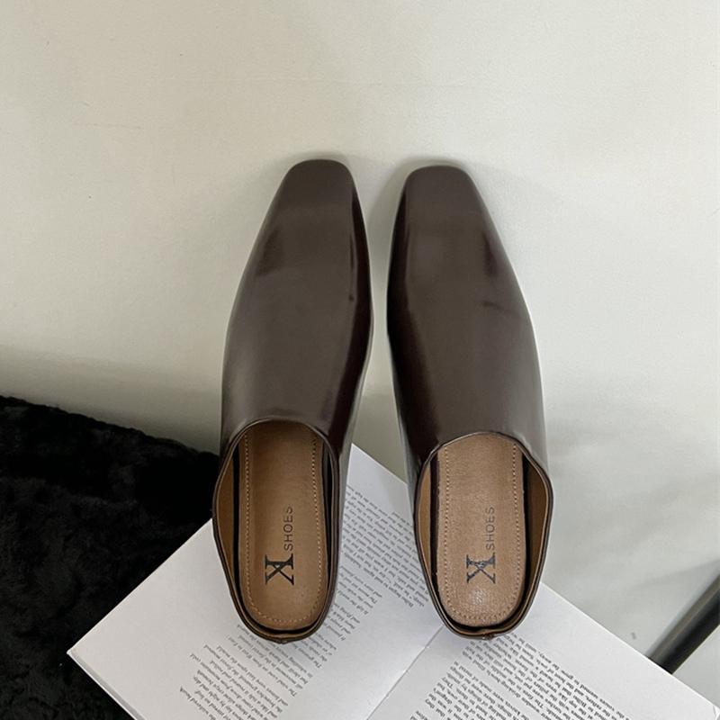 Fashion SUOJIALUN 2025 Autumn Women Slipper Ladies Round Toe Slip On Ladies Casual Mules Shoes Flat Heel Outdoor Dress Sandal Shoes